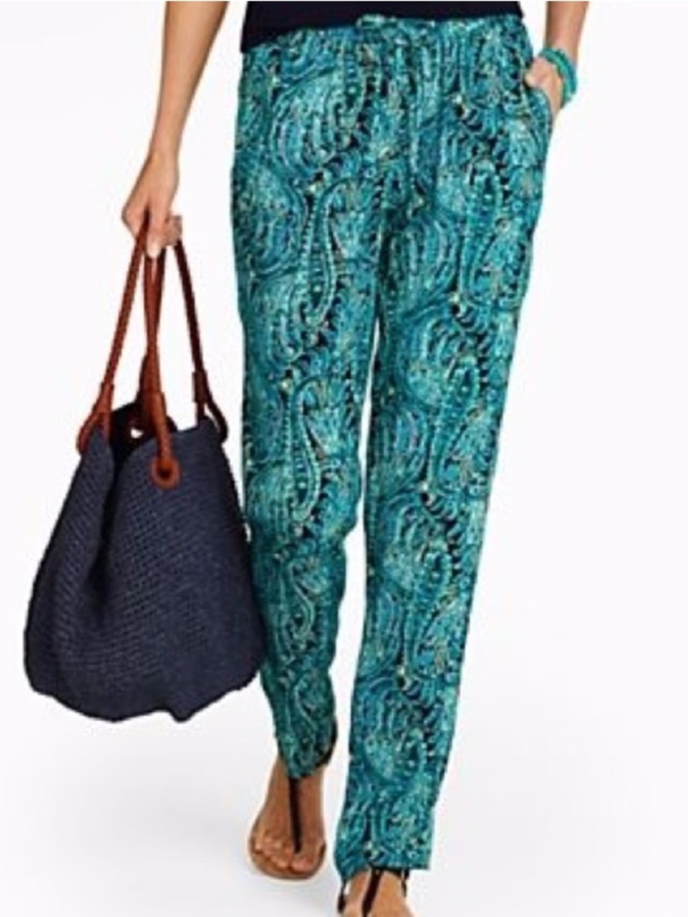 Talbots NEW Paisley High Rise Casual Pants XL